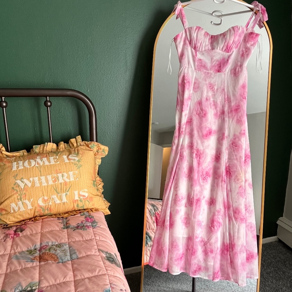Hello Molly (Small) long pink floral dress